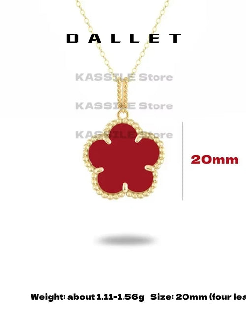 Load image into Gallery viewer, DALLET Real 18K Gold Necklace Pendant Women&#39;s New Five Petal Flower Natural Stone Fine Jewelry 20mm
