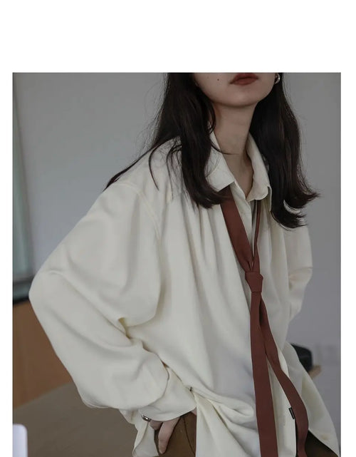 Load image into Gallery viewer, 2025 Spring Long Sleeve Button Up Shirt Solid Tie Oversize Shirts Blouse
