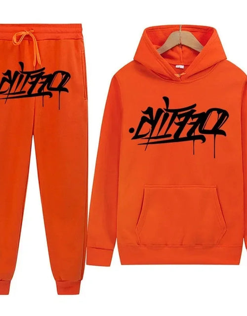 Load image into Gallery viewer, Men's sportswear, new fashion hip hop suit two-piece set hoodie printed sweatshirt comfortable casual style
