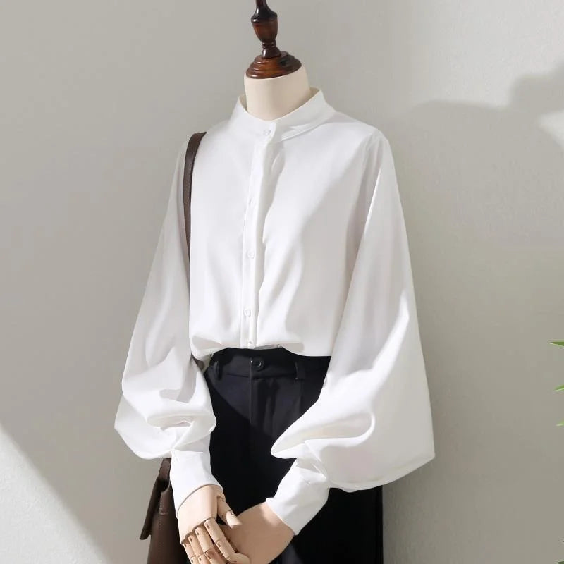 Woman Spring Autumn Style Blouses Shirt Lady Long Lantern Sleeve