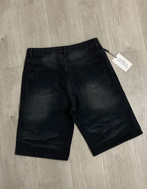 Load image into Gallery viewer, 2026 American VALLEY Embroidery Rhinestone Logo Patch Label Denim Shorts Men High Quality Loose Straight Short Jeans
