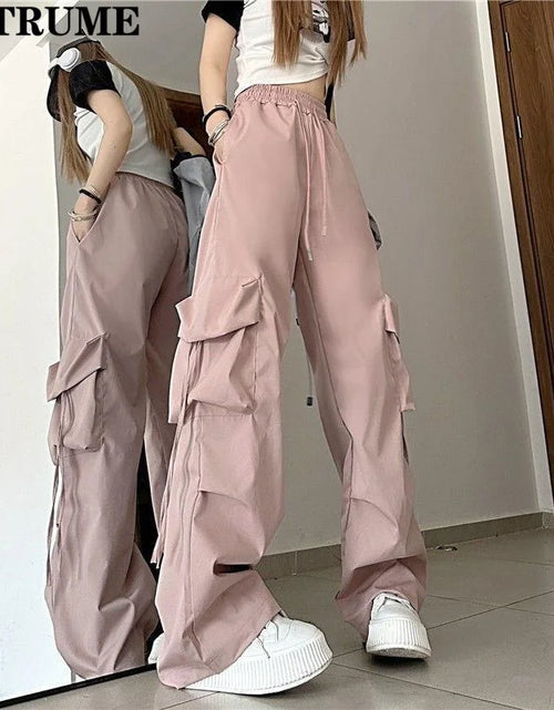 Load image into Gallery viewer, Retro Vintage High Street Baggy Pants Fashion Women Oversized Drawstring Pocket
