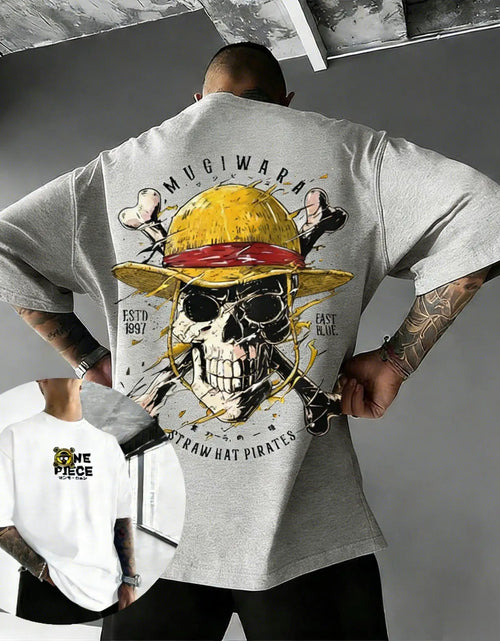 Load image into Gallery viewer, Oversize One Piece Skull Anime T Shirt Men Cotton Streetwear Casual Short Sleeve Top Graphic Tee Trendy 2026 Summer
