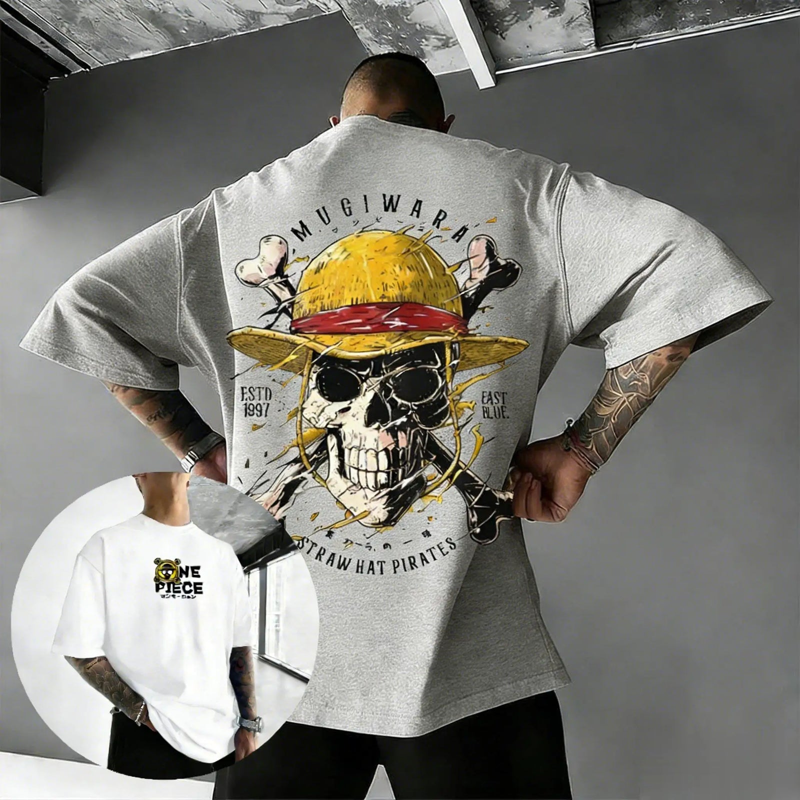 Oversize One Piece Skull Anime T Shirt Men Cotton Streetwear Casual Short Sleeve Top Graphic Tee Trendy 2026 Summer