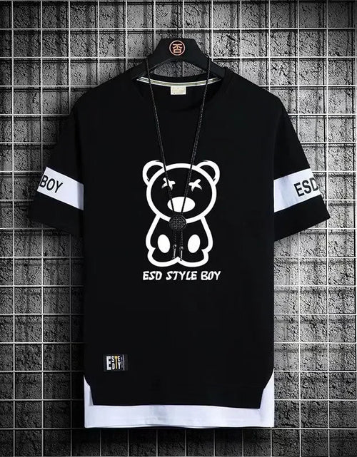 Load image into Gallery viewer, Men's Oversize T-Shirt Short Sleeve Korean Style Streetwear Harajuku Print Casual O-Neck Polyester Top for Spring And Summer
