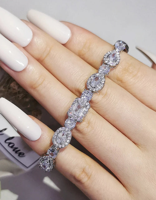 Load image into Gallery viewer, New l Luxury Oval Rectangle Silver Color  Bracelet Bangle for Women

