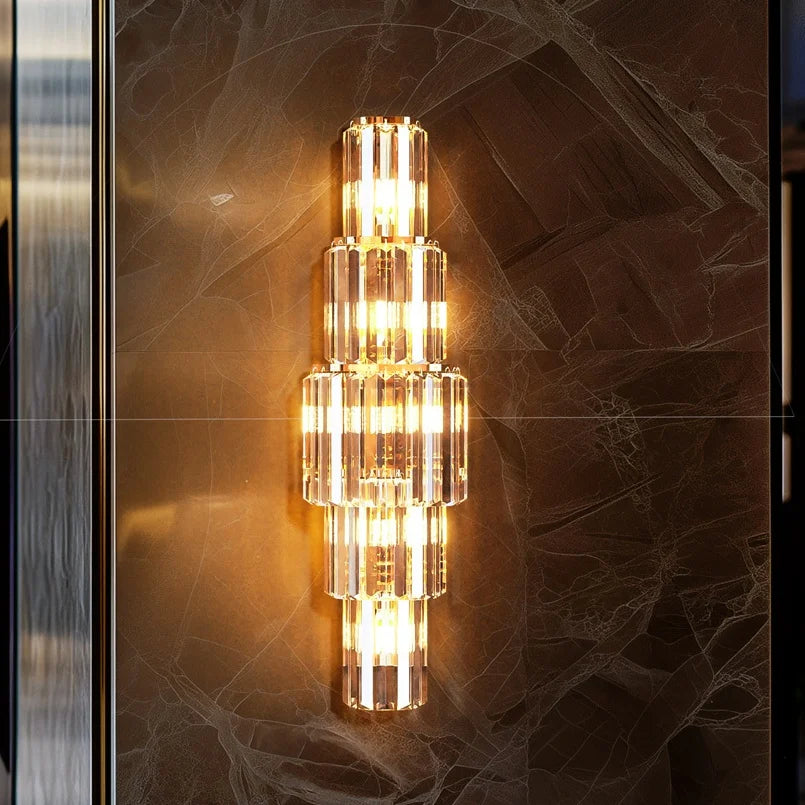 LUVODI Luxury Crystal Wall Lamp 3-Layer Wall Crystal Sconce Light E14 Led Corn Lights