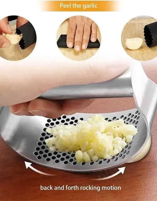 Load image into Gallery viewer, Multi-function Manual Garlic Press Stainless Steel Garlic Presse Curved Garlic Grinding Slicer Chopper Home Cooking Gadgets Tool
