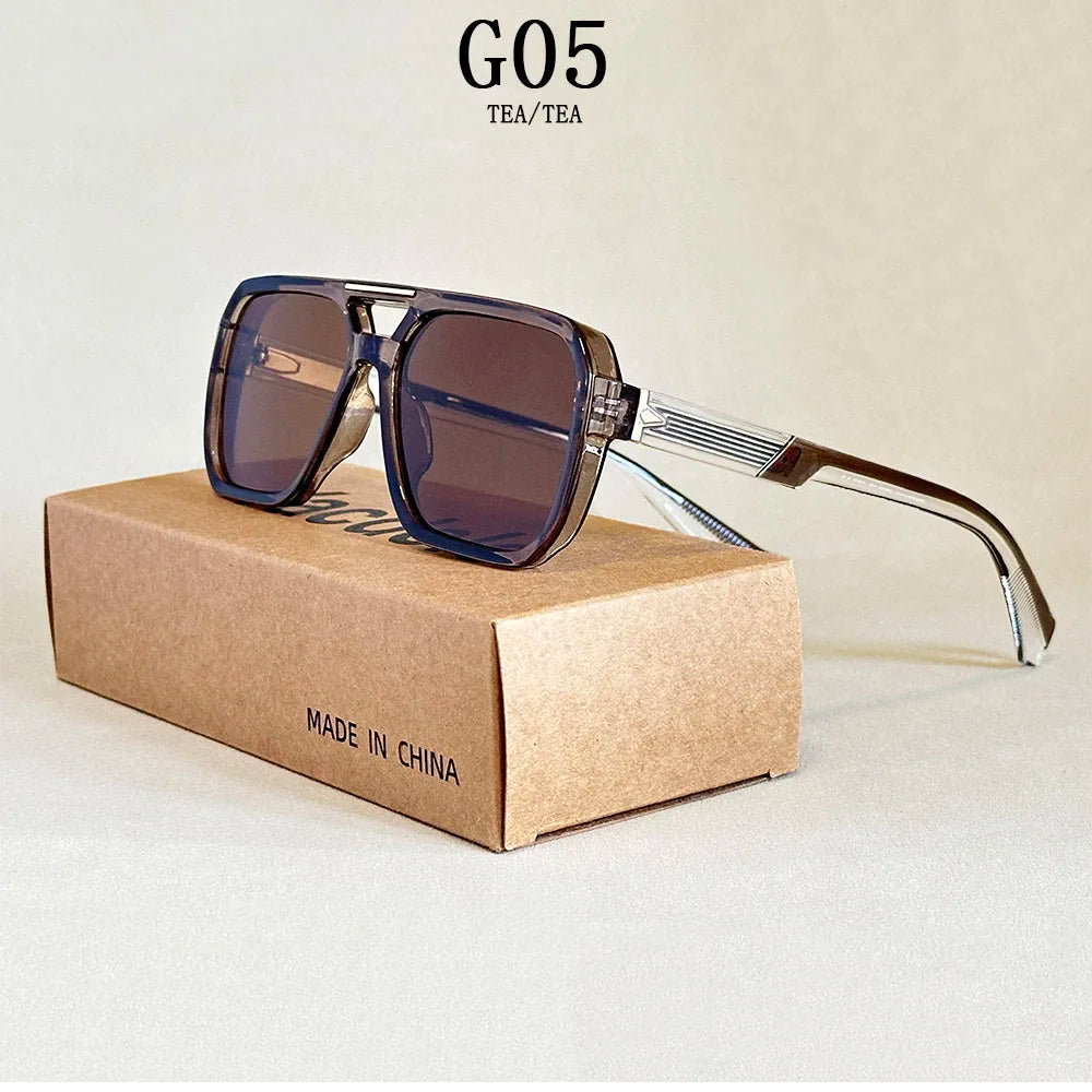 Vintage Men's Women's Sunglasses Outdoor Trendy Anti-UV Sunscreen Lenses Square Fashion Eyewear for Adults UV400 Protection