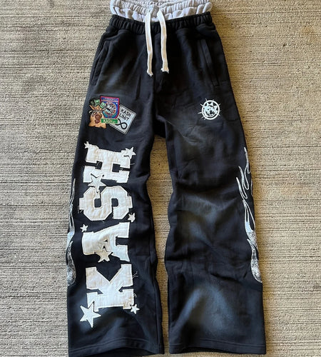 Sweatpants Men  Letter Patch Retro Double Layer Design Baggy Elastic Waist Jogging Casual Pants, Three different varieties