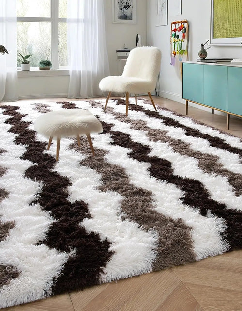 Load image into Gallery viewer, Soft Shaggy Rugs Plush Area Rugs for Living Room Bedroom Fluffy Carpets Home Decor,5x8ft,Stripe Brown
