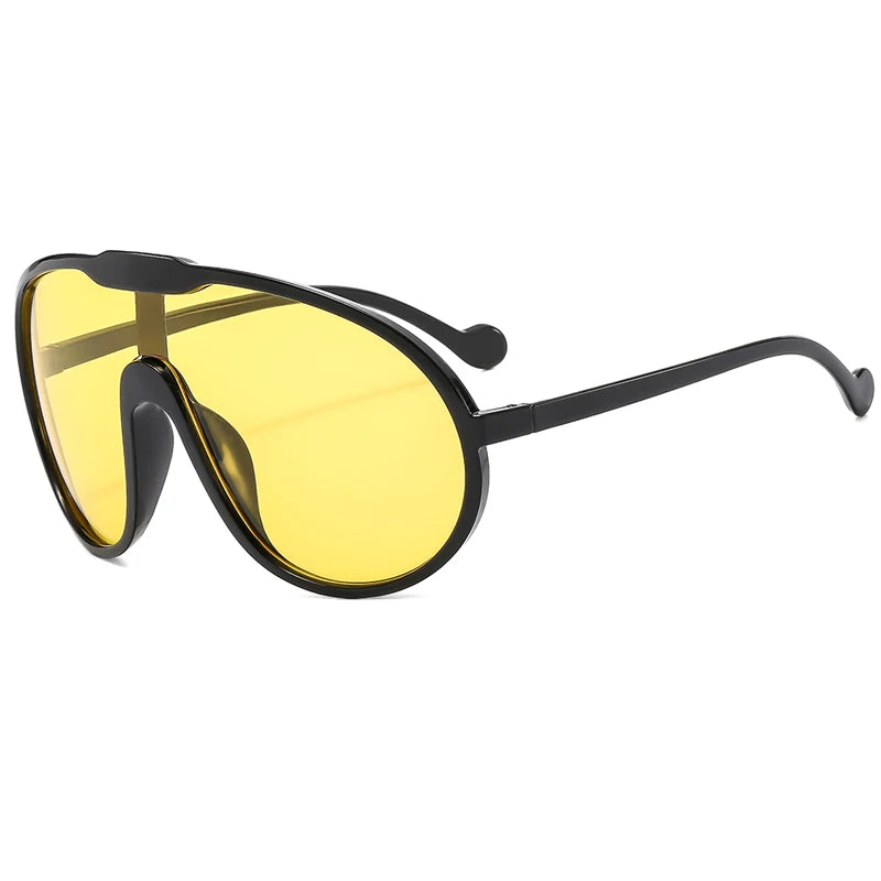 Trend Oversized Pilot Sunglasses Women Luxury Brand Designer Big Frame Cycling Sun Glasses Len Black Yellow