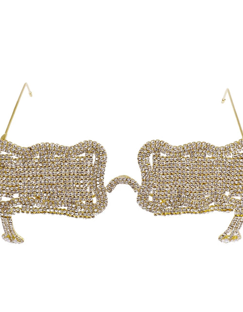 Load image into Gallery viewer, Stonefans Wavy Square Eyeglass Frame Snake Pendant Fashion Jewelry Collapsible Full Rhinestone Sunglasses Frame Face Accessories
