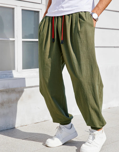 Load image into Gallery viewer, Men's Pants Loose Fit  Cotton Linen Solid Color Cozy Sweatpants Joggers High Quality Male
