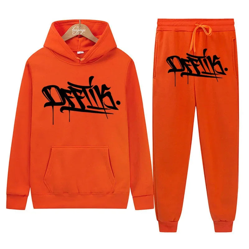 Men's sportswear, new fashion hip hop suit two-piece set hoodie printed sweatshirt comfortable casual style