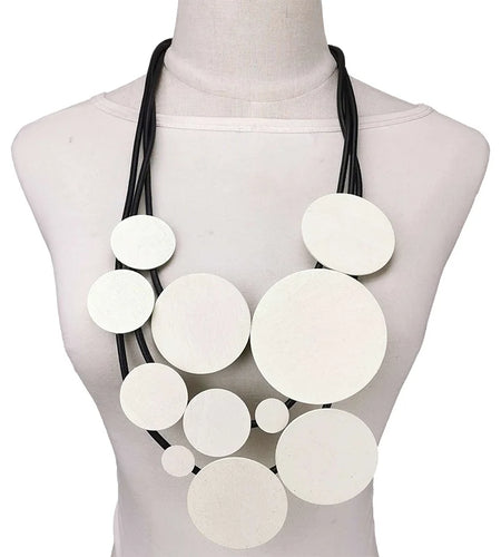 Fashion Jewelry Women Pendant Necklace Bohemian Ethnic Long White Round Piece Accessories