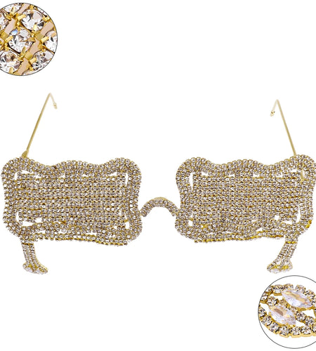 Stonefans Wavy Square Eyeglass Frame Snake Pendant Fashion Jewelry Collapsible Full Rhinestone Sunglasses Frame Face Accessories