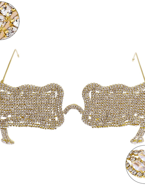 Load image into Gallery viewer, Stonefans Wavy Square Eyeglass Frame Snake Pendant Fashion Jewelry Collapsible Full Rhinestone Sunglasses Frame Face Accessories
