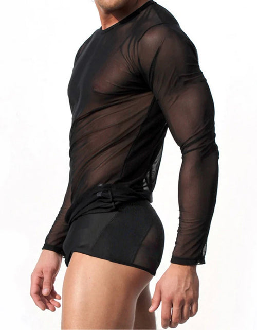 Load image into Gallery viewer, Sexy Unique Transparent T-shirt Men See Through Autumn Long Sleeve Top
