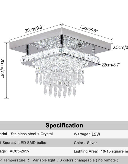 Load image into Gallery viewer, Luxury Crystal Square Bright Led Chandelier Modern Pendant Light Ceiling Lamp Dimmable Flush Mount Bedroom Dinning Living Room
