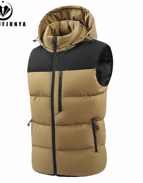 Load image into Gallery viewer, Hots Winter Men Outdoor Windproof Fleece Detachable Hooded Vest Men Sleeveless
