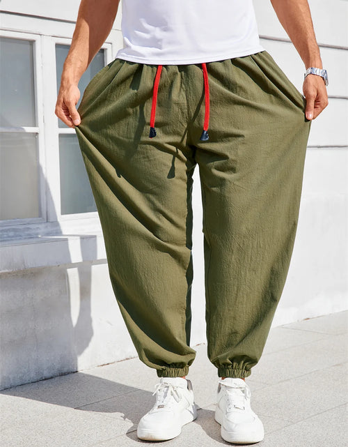 Load image into Gallery viewer, Men's Pants Loose Fit  Cotton Linen Solid Color Cozy Sweatpants Joggers High Quality Male
