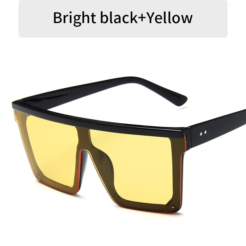 2023 Vintage Male Flat Top Sunglasses Men Brand Black Square Shades UV400 Gradient