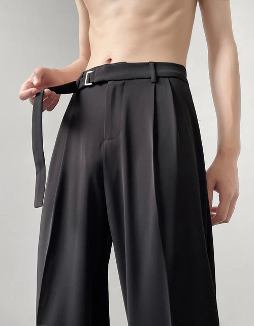 Load image into Gallery viewer, Retro High-end Belt Design Straight-down Trousers Men's Trendy Brand Loose Wide-leg Casual Pants
