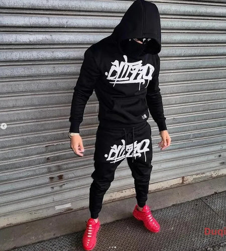 Men's sportswear, new fashion hip hop suit two-piece set hoodie printed sweatshirt comfortable casual style