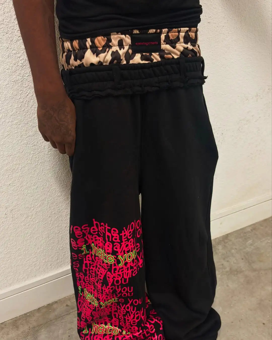 Men's Retro Double Waist Casual Streetwear Pants Hip-Hop Gothic Harajuku Loose Fit Y2K Letter Pattern Sports Trousers