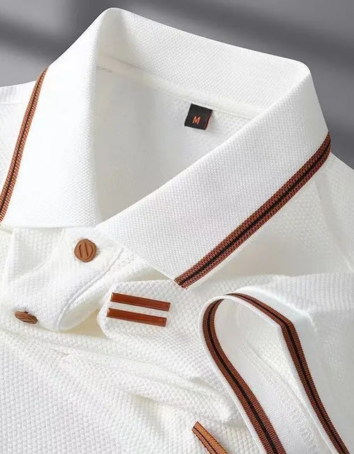 Load image into Gallery viewer, Luxury Brand Men's T-shirt Loose Fit Turn Down Collar Short Sleeve Polo Shirt Soft Solid
