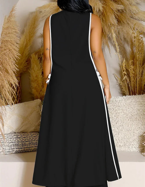 Load image into Gallery viewer, Bow Tie Appliques V-neck Sleeveless Long Top and Wide Leg Pants Matching Sets Women Two Piece Set Elegant Vintage Club Outfits
