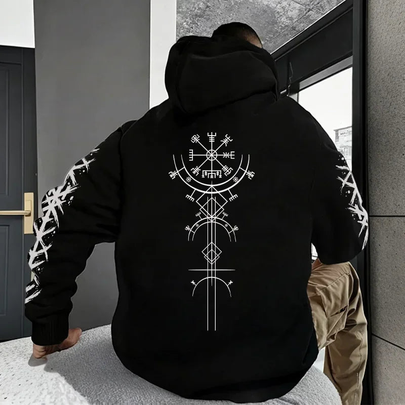 Men's Hoodie High Grade Ancient Viking Rune Pattern Sweatshirt Male