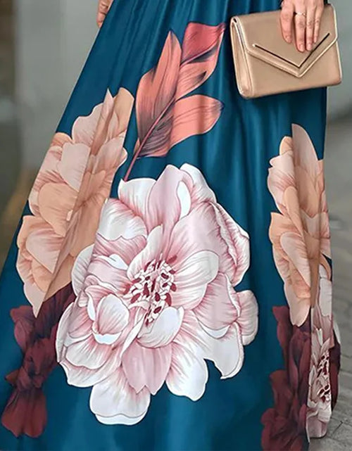 Load image into Gallery viewer, Women Long-Sleeved Flower Print Shirt + Long Elegant Dress combo Lady Two-Piece Leisure Set
