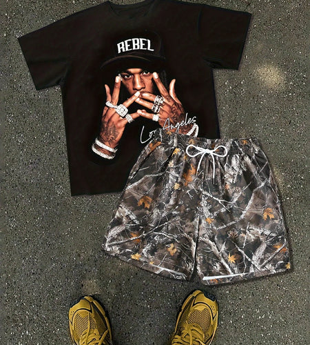 2026 Summer New Men's Short  Set- Street Casual Fashion Soft Comfortable Breathable Lightweight 3D Pattern Print short set