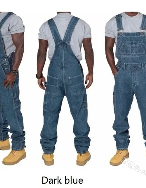 Load image into Gallery viewer, Men's Jeans 2026 Overalls Men Pockets Casual Loose Long Denim Pants Slim Splice Straight Rompers
