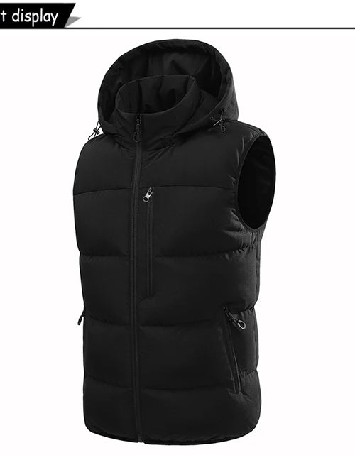 Load image into Gallery viewer, Hots Winter Men Outdoor Windproof Fleece Detachable Hooded Vest Men Sleeveless
