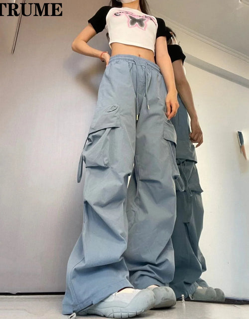 Load image into Gallery viewer, Retro Vintage High Street Baggy Pants Fashion Women Oversized Drawstring Pocket
