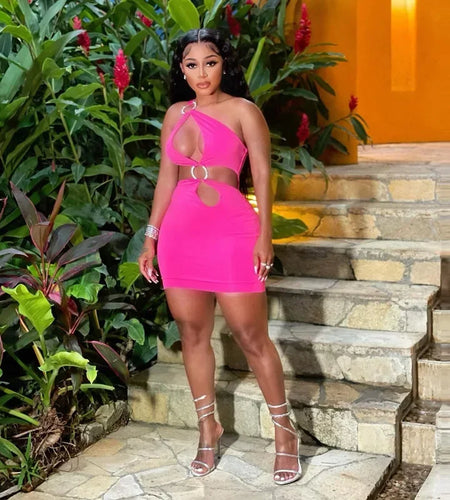 Plus Size  New Women's Fashion Sexy Circle Hollow Open Back Slim Bodycon Dress