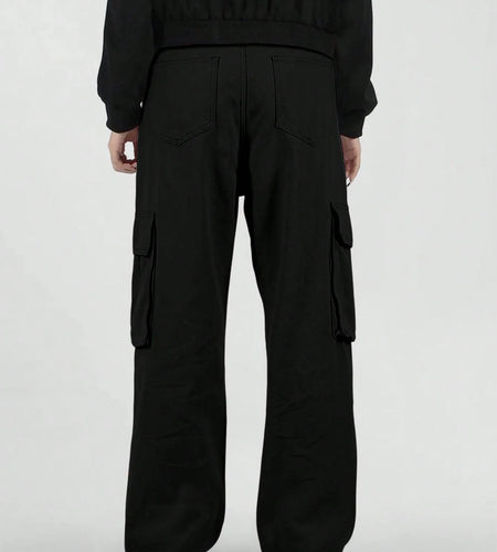 Pocket Men's Straight Leg Cargo Pants, Loose Casual Outdoor Pants