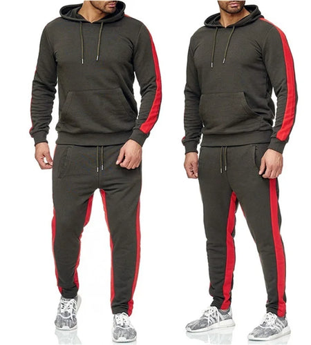 Men's 2 Piece Tracksuit Color Block Sweat suit Stripes Casual Long Sleeve Breathable Sportswear Suit
