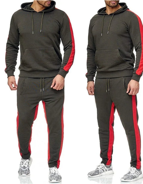 Load image into Gallery viewer, Men&#39;s 2 Piece Tracksuit Color Block Sweat suit Stripes Casual Long Sleeve Breathable Sportswear Suit
