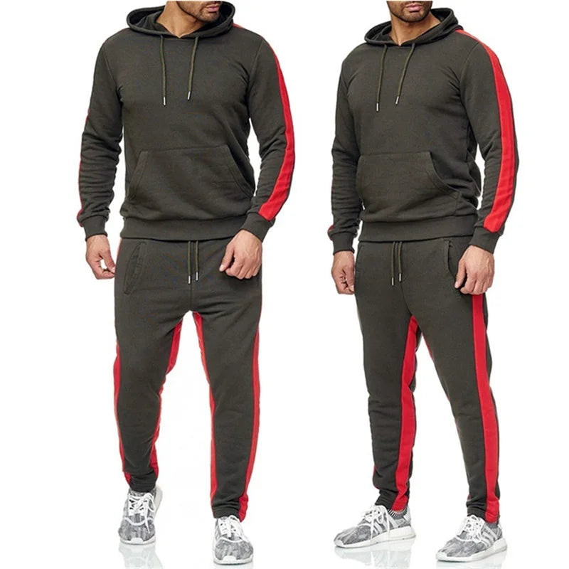 Men's 2 Piece Tracksuit Color Block Sweat suit Stripes Casual Long Sleeve Breathable Sportswear Suit