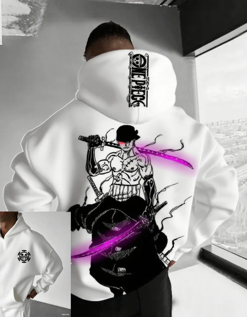 Load image into Gallery viewer, Men's Zoro Anime Men Hooded Sweatshirt Spring Cotton Streetwear Casual Hoodie Graphic Print Cosplay Long Sleeve Hoodie
