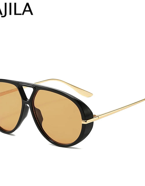 Load image into Gallery viewer, Oversized Oval Punk Pilot Sunglasses Women Big Luxury Brand Metal Frame Mask Eyewear Shield Sun Glasses For Ladies UV400
