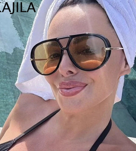 Oversized Oval Punk Pilot Sunglasses Women Big Luxury Brand Metal Frame Mask Eyewear Shield Sun Glasses For Ladies UV400