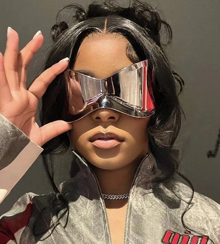 New Oversized Y2K Punk Rimless Sunglasses Women Men Brand Designer