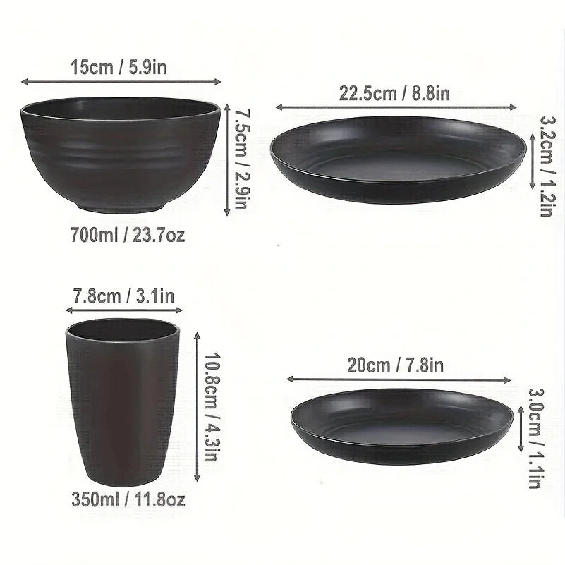 16/32pcs Tableware Set, Include Plates, Bowls Cups For Home Family Day Camping Picnic Party, Kitchen Supplies