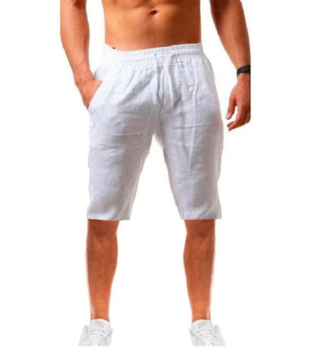 New Men's Cotton Linen Shorts Pants Male Breathable Solid Color Linen Trousers  S-3XL