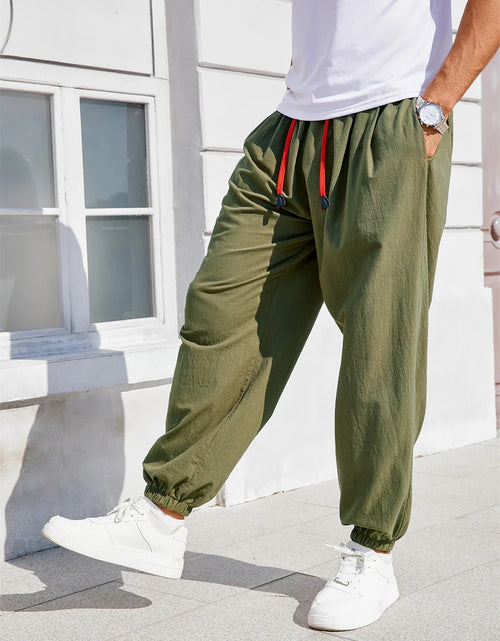 Load image into Gallery viewer, Men's Pants Loose Fit  Cotton Linen Solid Color Cozy Sweatpants Joggers High Quality Male
